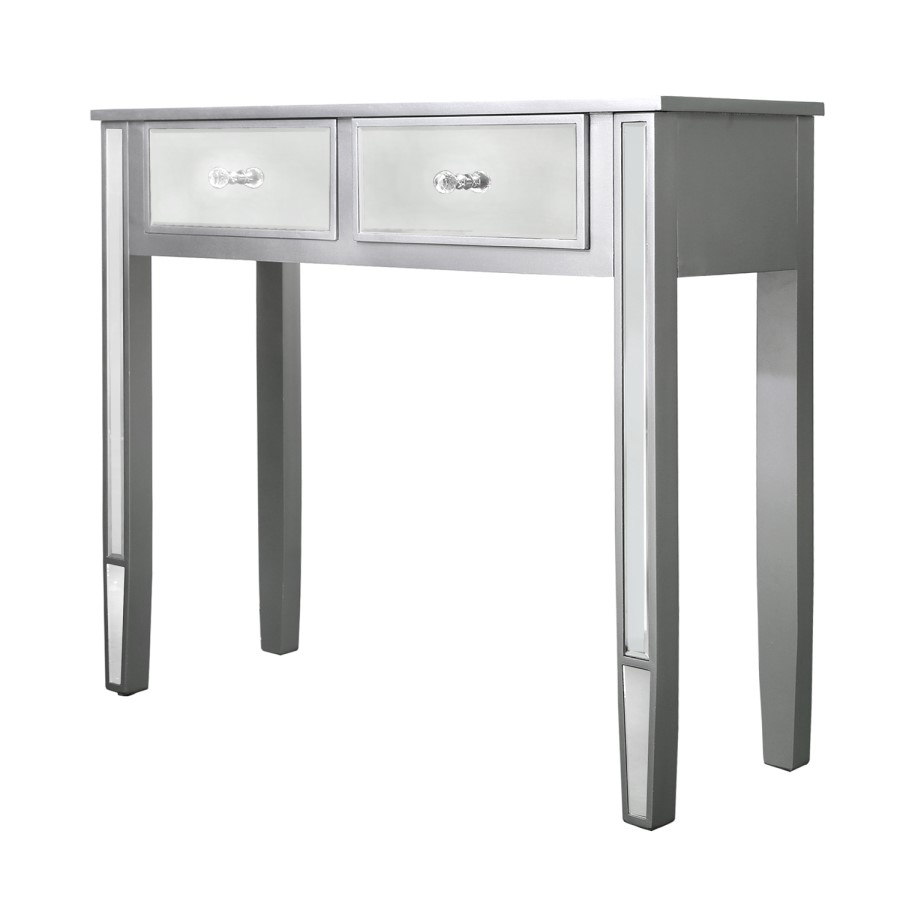 Vida Silver Mirrored 2 Drawer Dressing Table