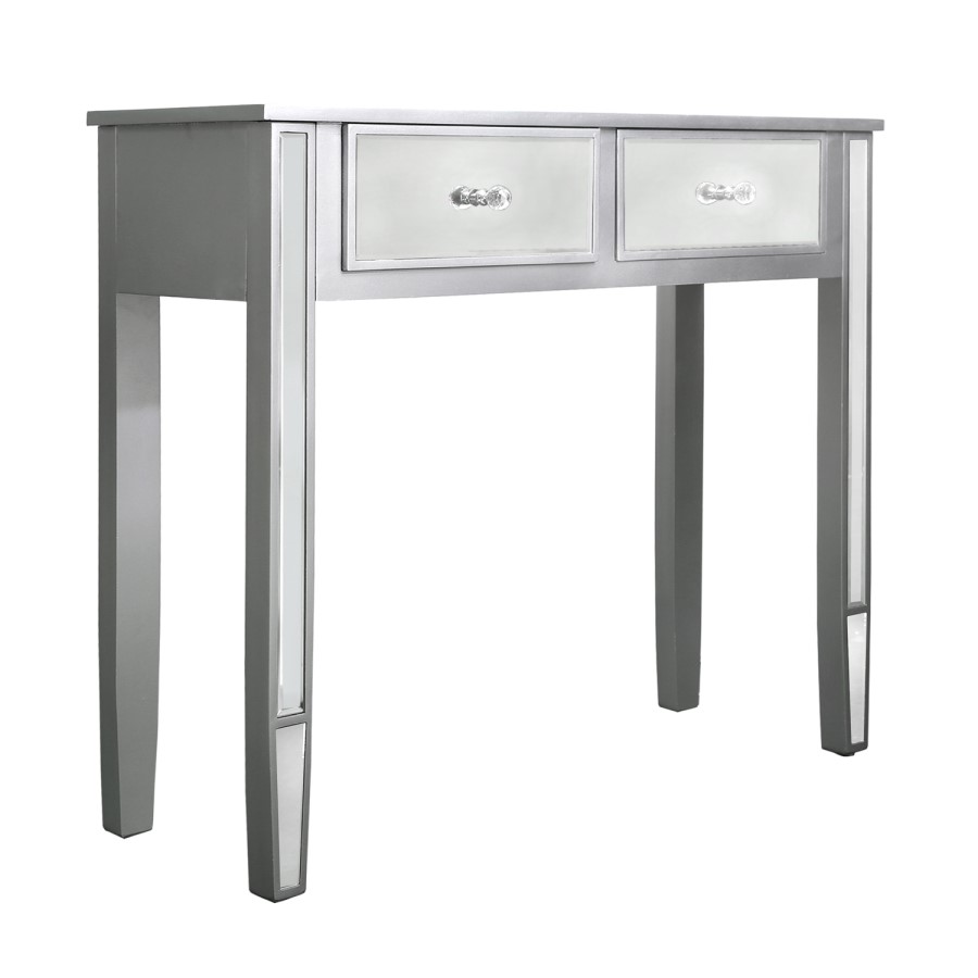 Vida Silver Mirrored 2 Drawer Dressing Table