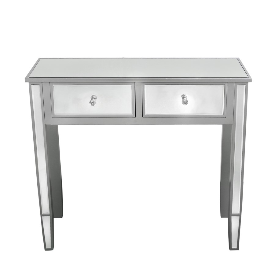 Vida Silver Mirrored 2 Drawer Dressing Table