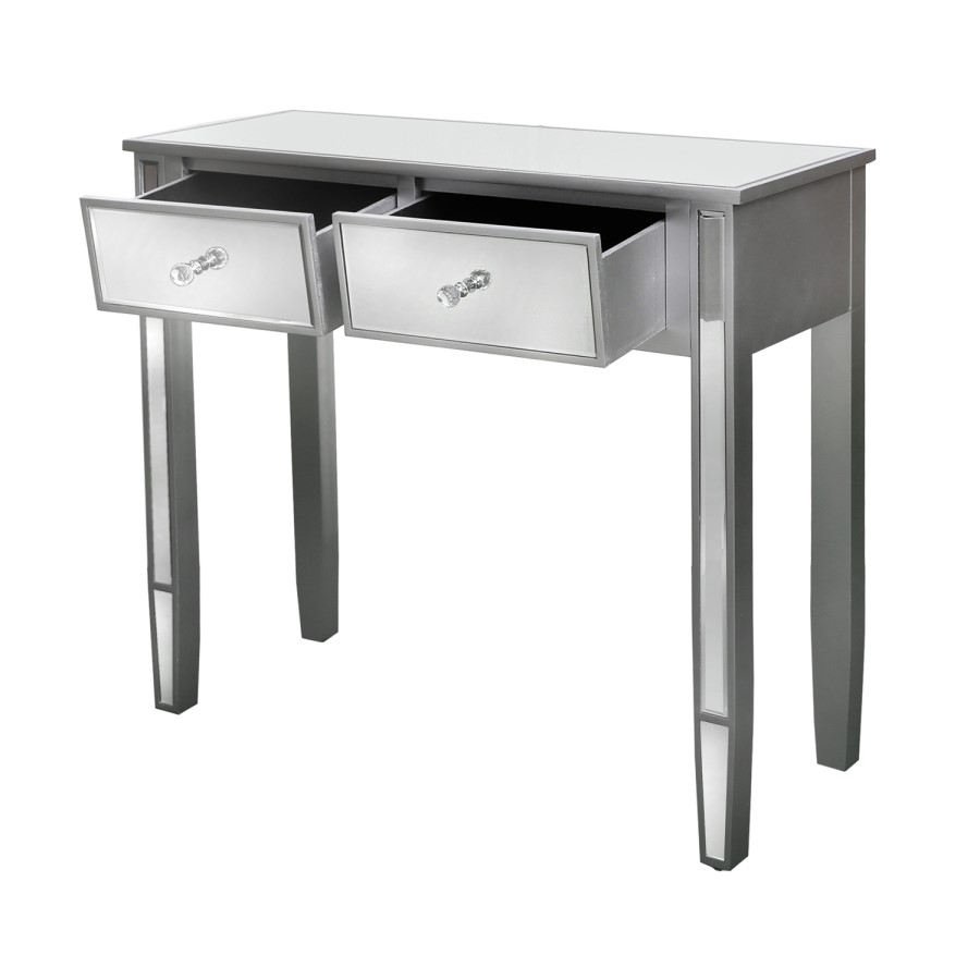 Vida Silver Mirrored 2 Drawer Dressing Table