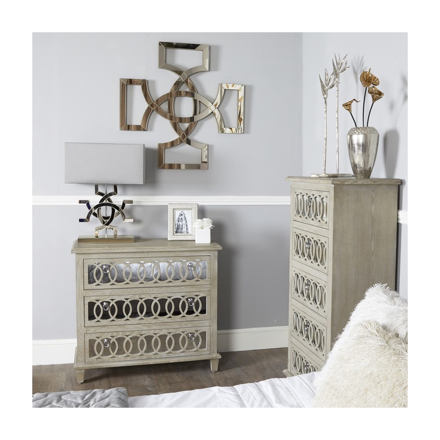 Abbey Mirrored 3 Drawer Chest of Drawers