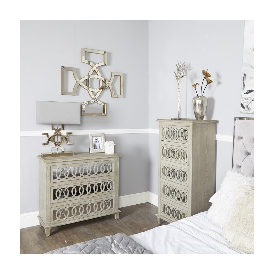 Abbey Mirrored 3 Drawer Chest of Drawers