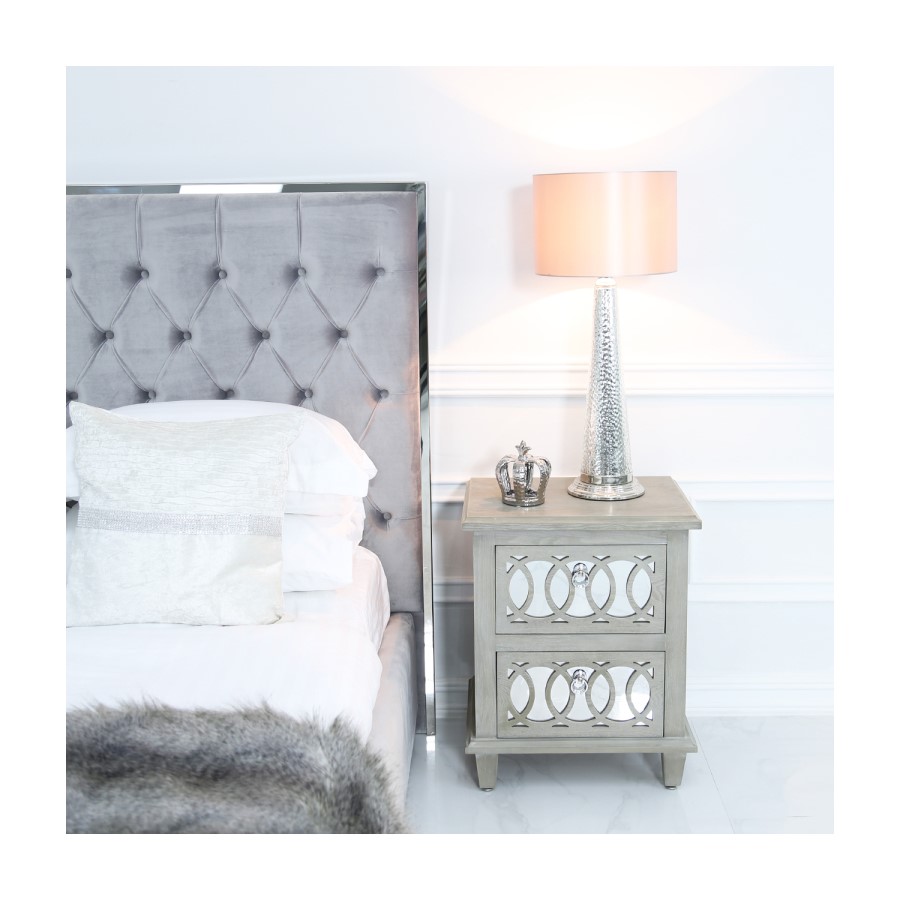 Abbey Mirrored 2 Drawer Bedside Table