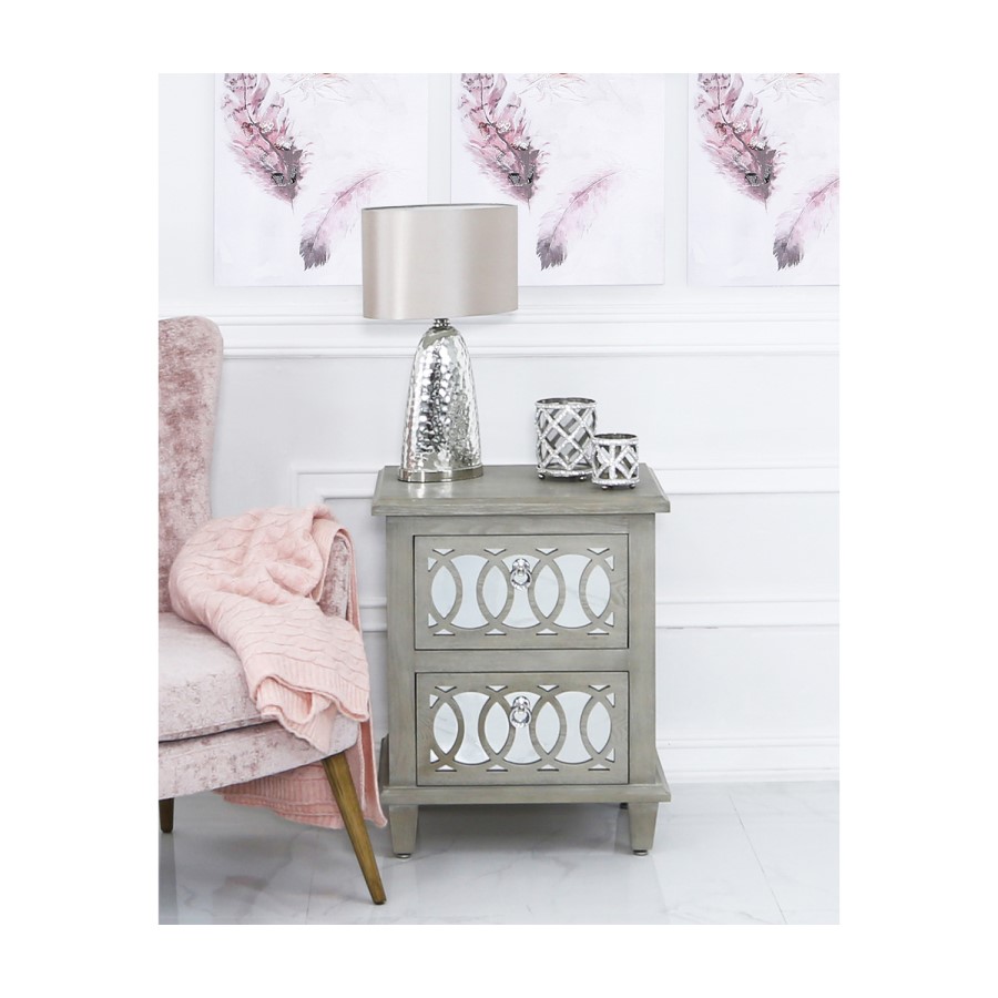 Abbey Mirrored 2 Drawer Bedside Table