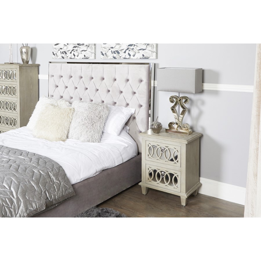 Abbey Mirrored 2 Drawer Bedside Table