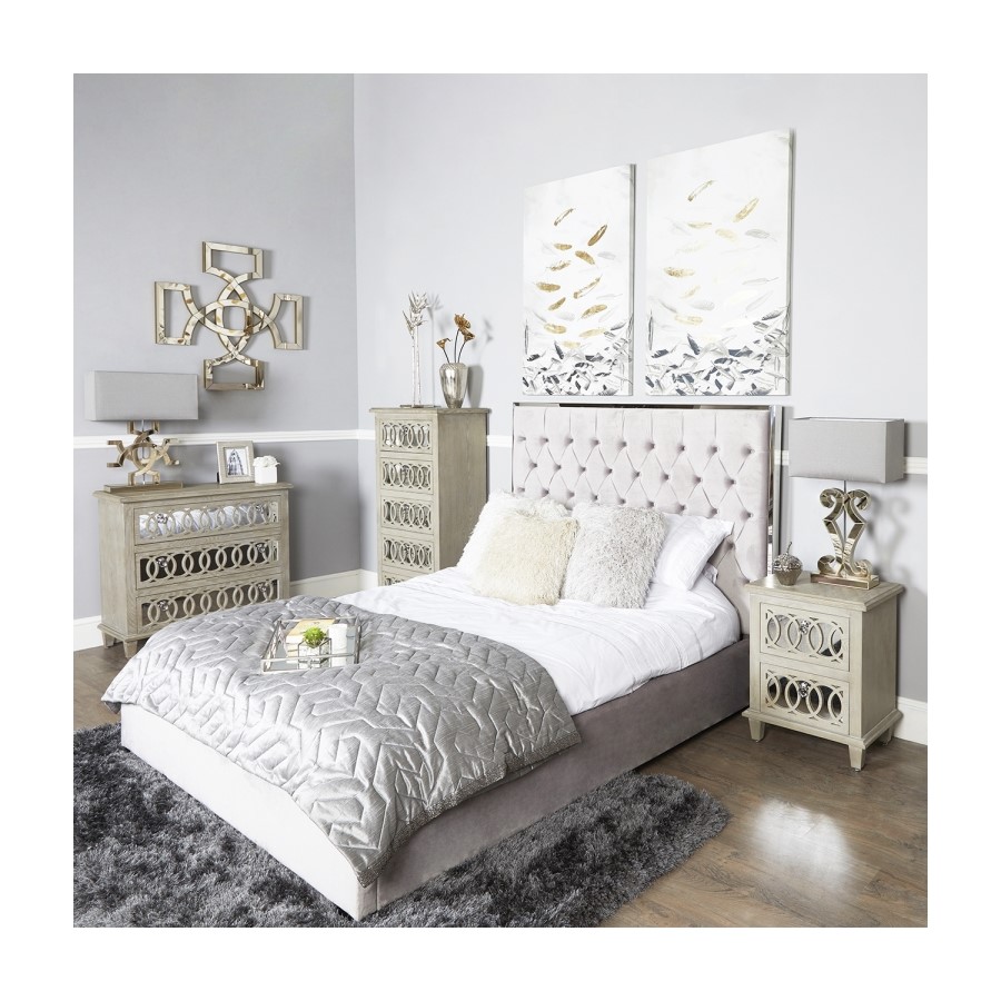 Abbey Mirrored 2 Drawer Bedside Table