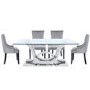 Glass Dining Table & 6 Grey Velvet Chairs - Aurora Boutique