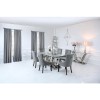Glass Dining Table &amp; 6 Grey Velvet Chairs - Aurora Boutique