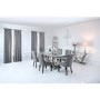 Glass Dining Table & 6 Grey Velvet Chairs - Aurora Boutique