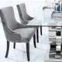Glass Dining Table & 6 Grey Velvet Chairs - Aurora Boutique