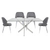 Glass Dining Table &amp; 4 Grey Velvet Chairs - Aurora Boutique