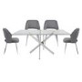 Glass Dining Table & 4 Grey Velvet Chairs - Aurora Boutique