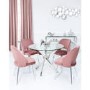 Round Glass Dining Table & 4 Pink Velvet Chairs - Aurora Boutique