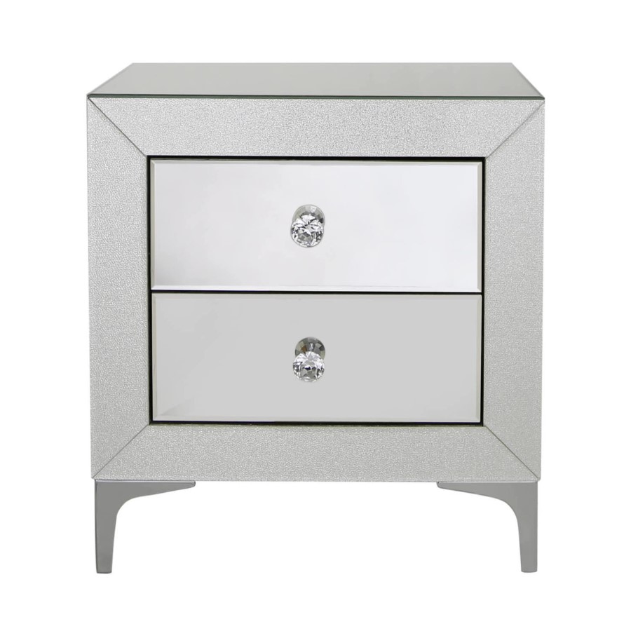 Aria Mirrored 2 Drawer Bedside Table