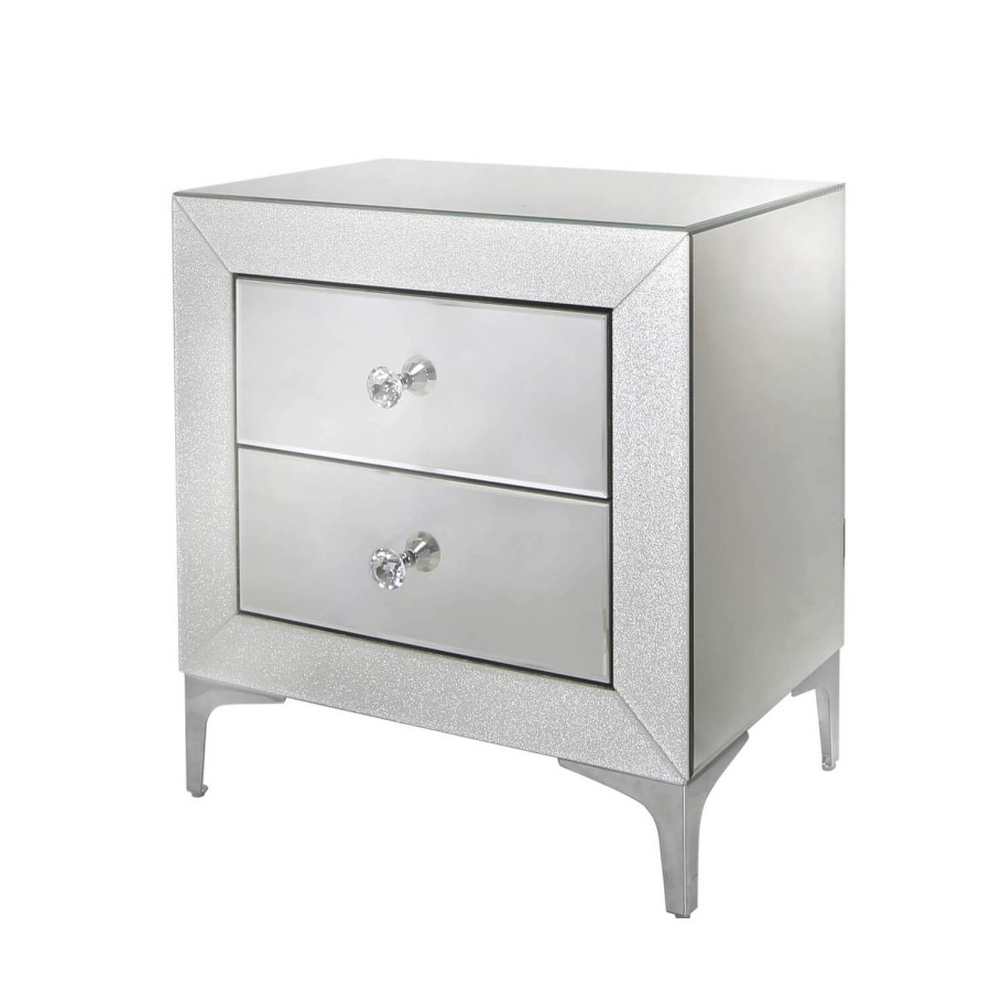 Aria Mirrored 2 Drawer Bedside Table