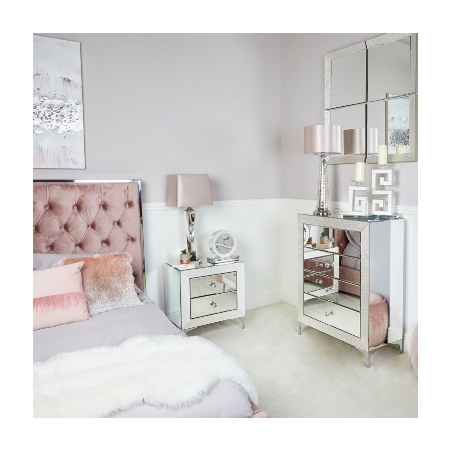 Aria Mirrored 4 Drawer Chest of Drawers