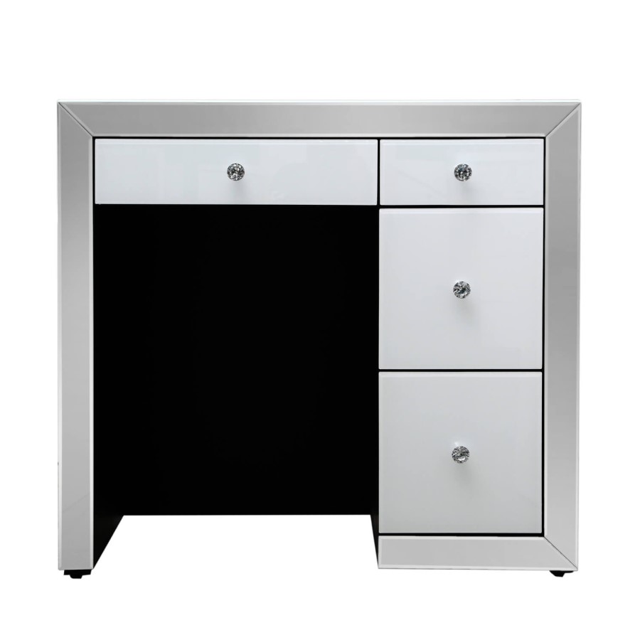 Madison Mirrored 4 White Drawer Dressing Table