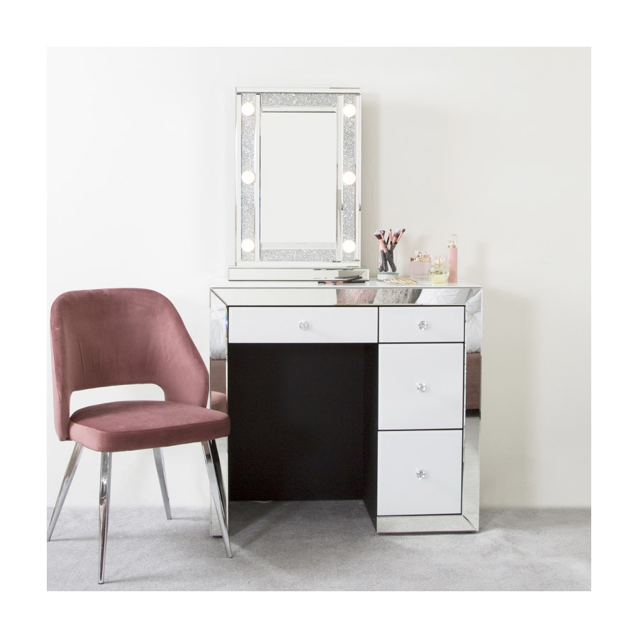 Madison Mirrored 4 White Drawer Dressing Table