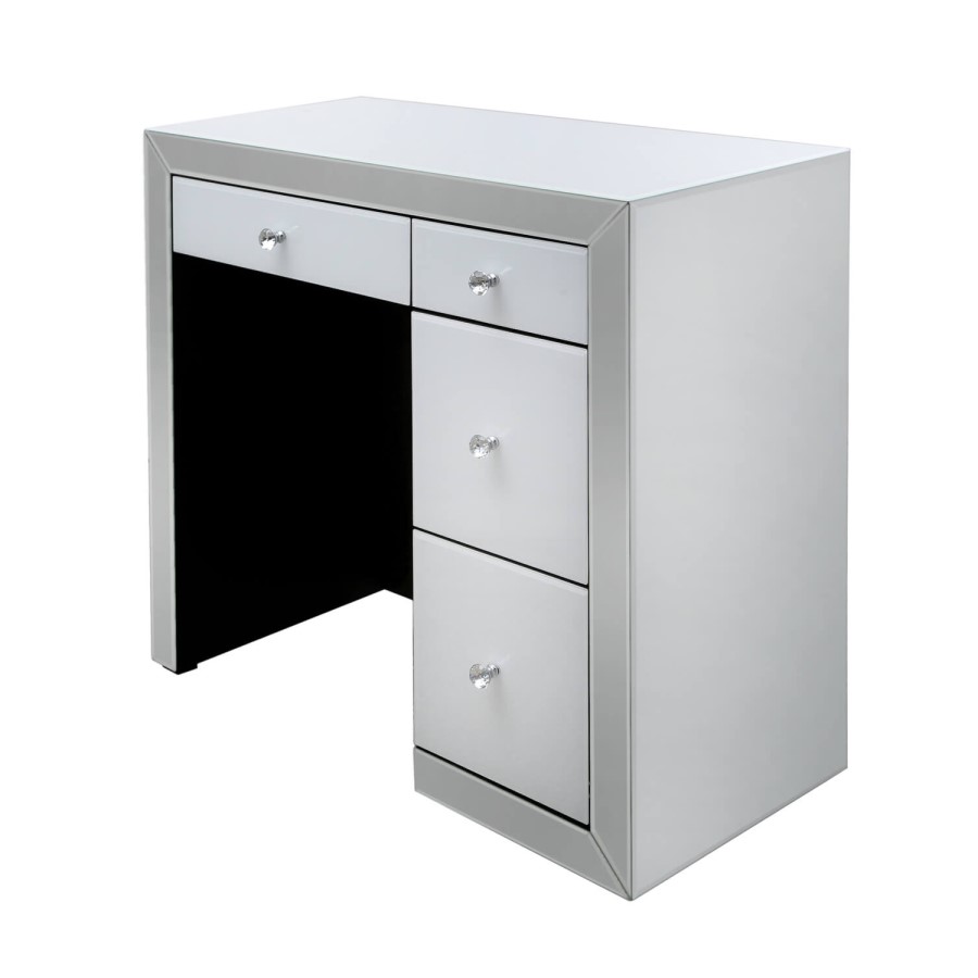 Madison Mirrored 4 White Drawer Dressing Table