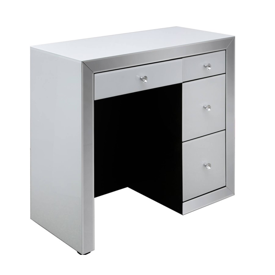 Madison Mirrored 4 White Drawer Dressing Table