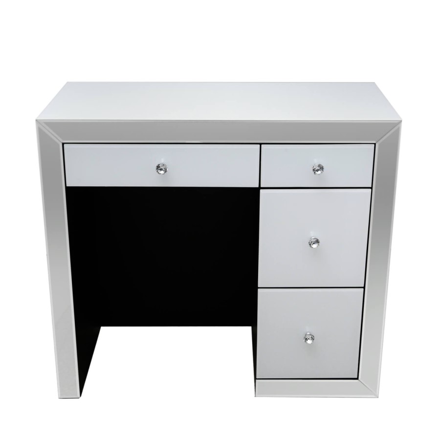 Madison Mirrored 4 White Drawer Dressing Table