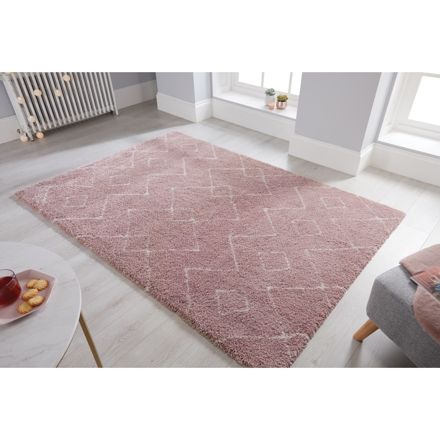 Pink & Cream Rug 160x230cm - Flair Imari - Furniture123