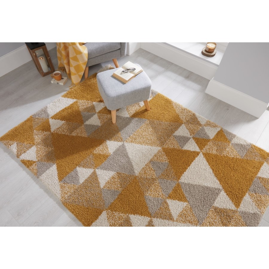 Ochre Cream & Grey Rug 120x170cm - Flair Nuru