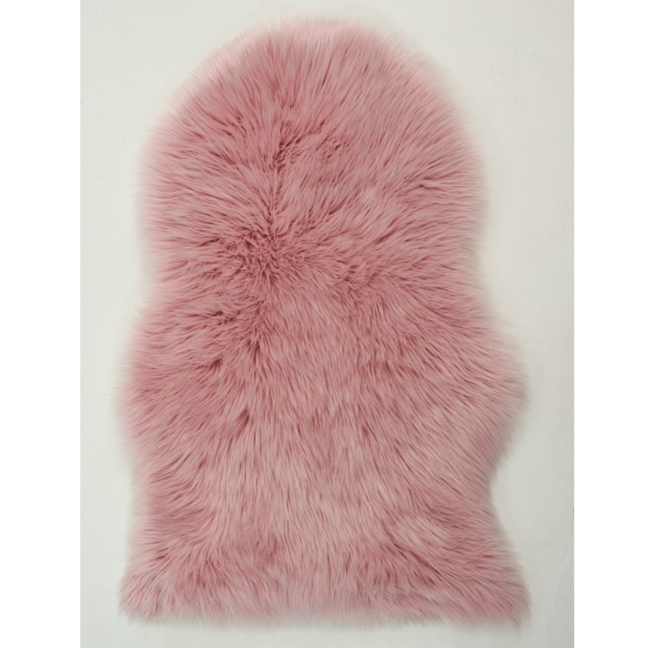 Pink Faux Sheepskin Rug 60x90cm Flair Furniture123