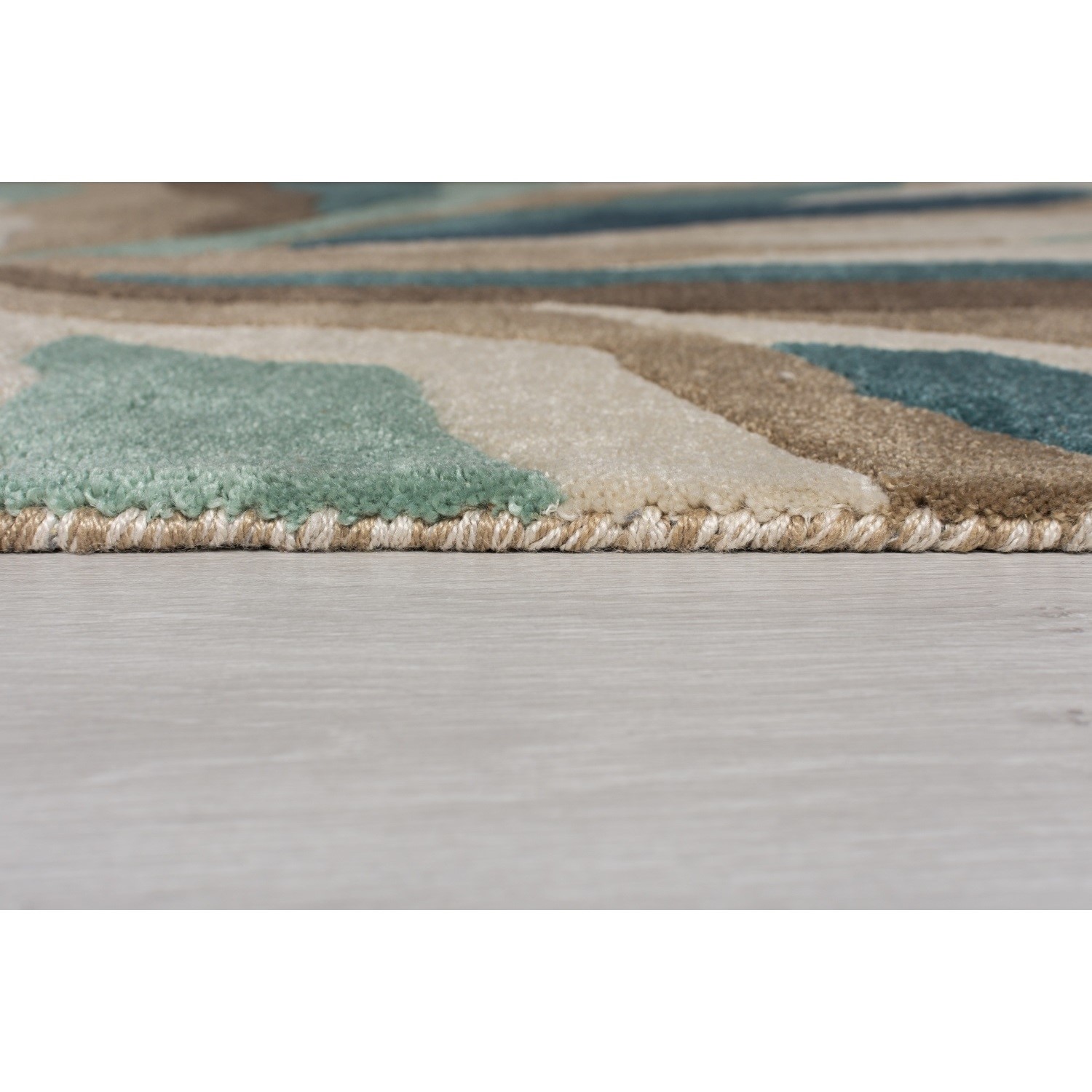 Teal & Brown Patterned Rug 200x290cm - Flair Splinter - Furniture123