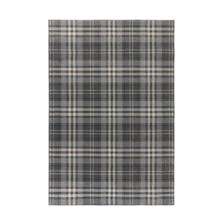 Silver & Grey Tartan Rug 120x170cm - Flair Kilbirnie