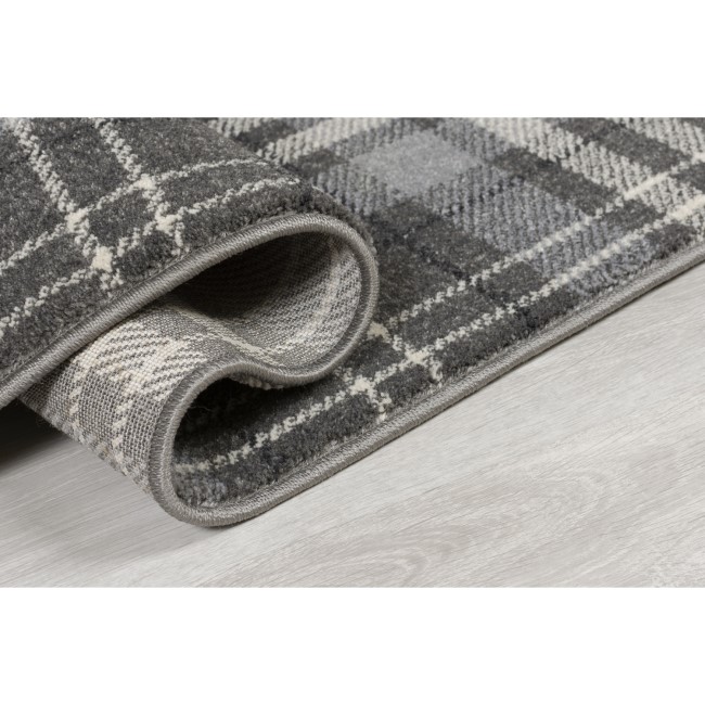 Silver & Grey Tartan Rug 120x170cm - Flair Kilbirnie