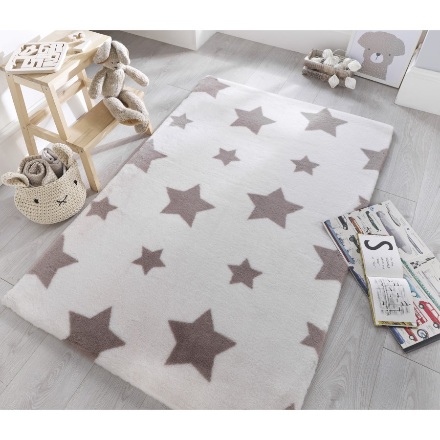 Twinkle Sherbet White Pink Kids Rug 90x150cm - Flair