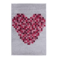 Pixel Heart Pink & Grey Kids Rug 80x120cm - Flair