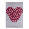 Pixel Heart Pink &amp; Grey Kids Rug 80x120cm - Flair