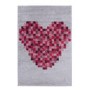 Pixel Heart Pink & Grey Kids Rug 80x120cm - Flair