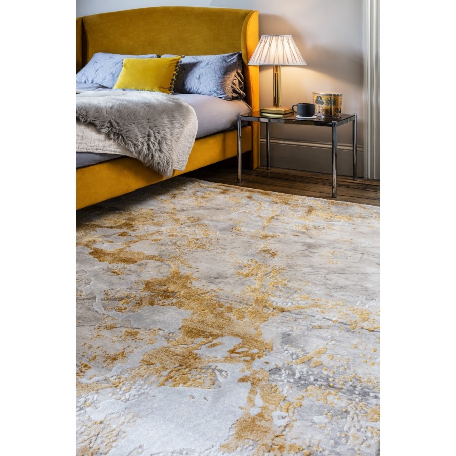 Large Yellow Rug with Marble Effect - 120x180cm - Astral
