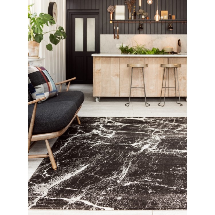 Black & White Marble Rug - 120x170cm