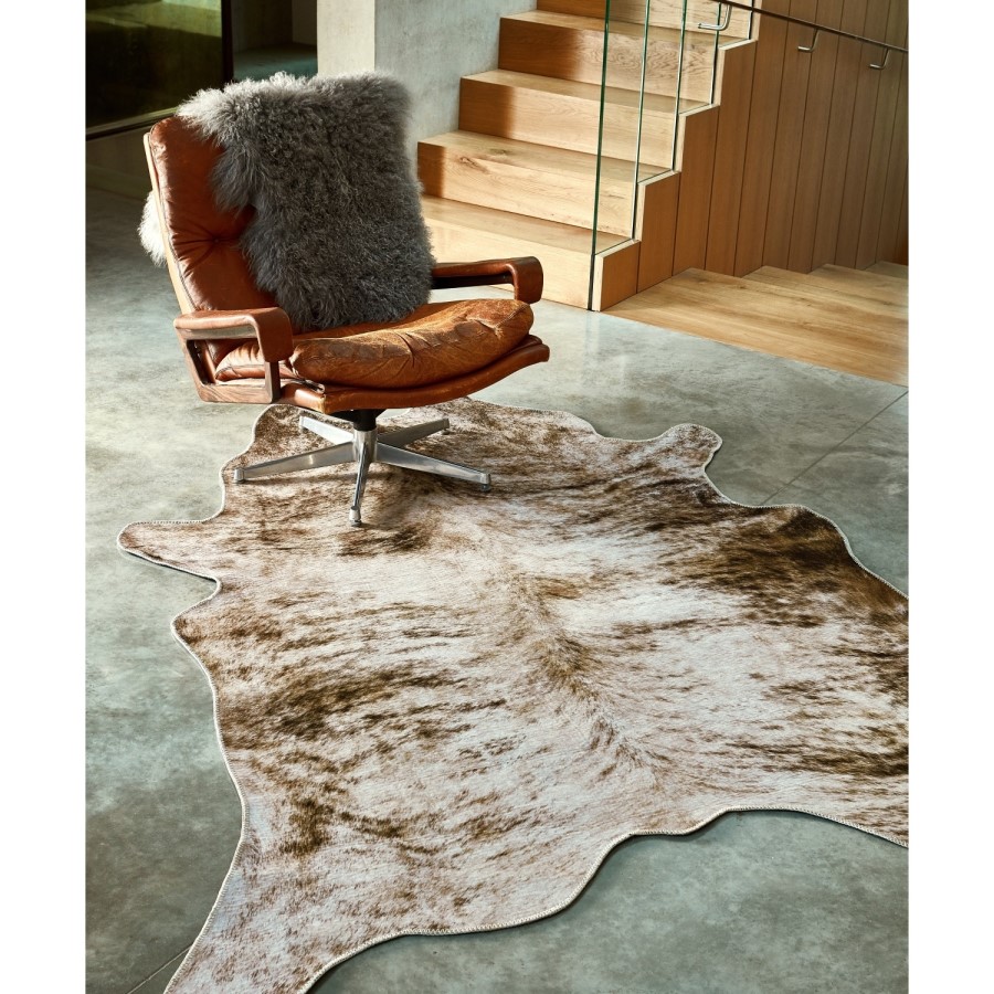 Light Brown Faux Cowhide Rug - 240 x 190 cm