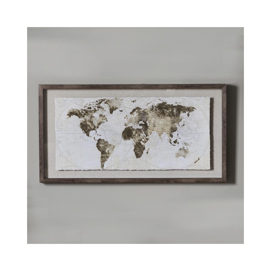 Gold Foil World Map Framed Art - Caspian House