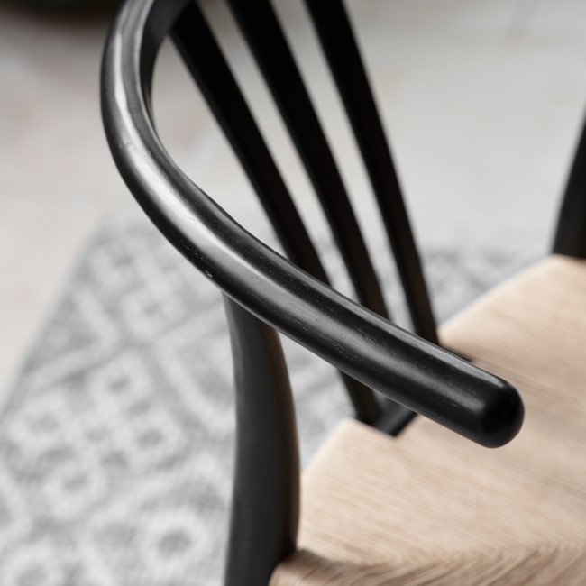 Pair of Black Wishbone Dining Chairs - Caspian House