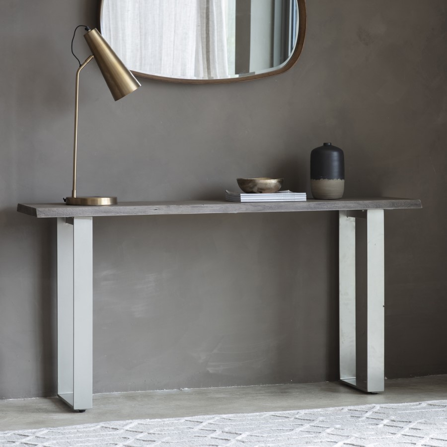 Grey Wood and Metal Console Table - Caspian House