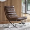 Lounge Chair in Brown Leather &amp; Metal Base - Caspian House