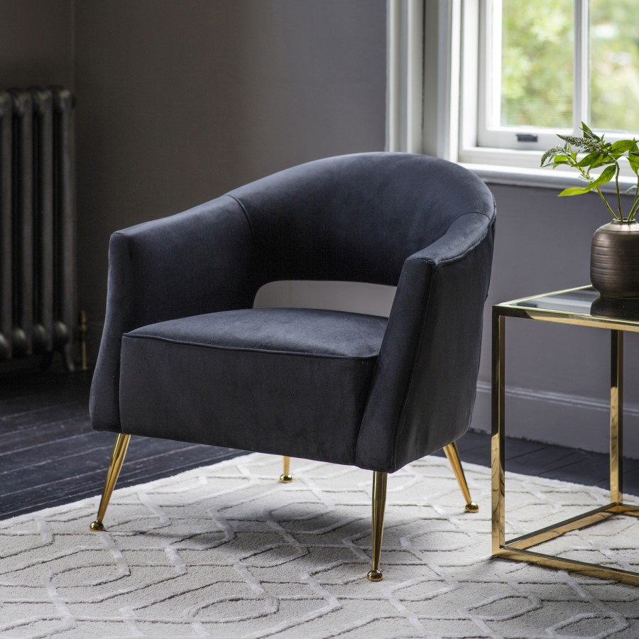 Gallery Barletta Armchair in Black Velvet