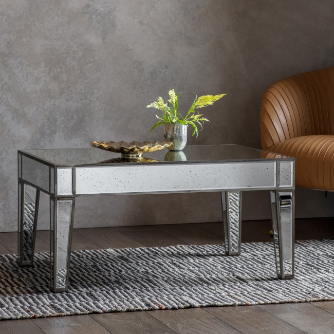 Mirrored Coffee Table With Gold Edge Detail - Caspian House