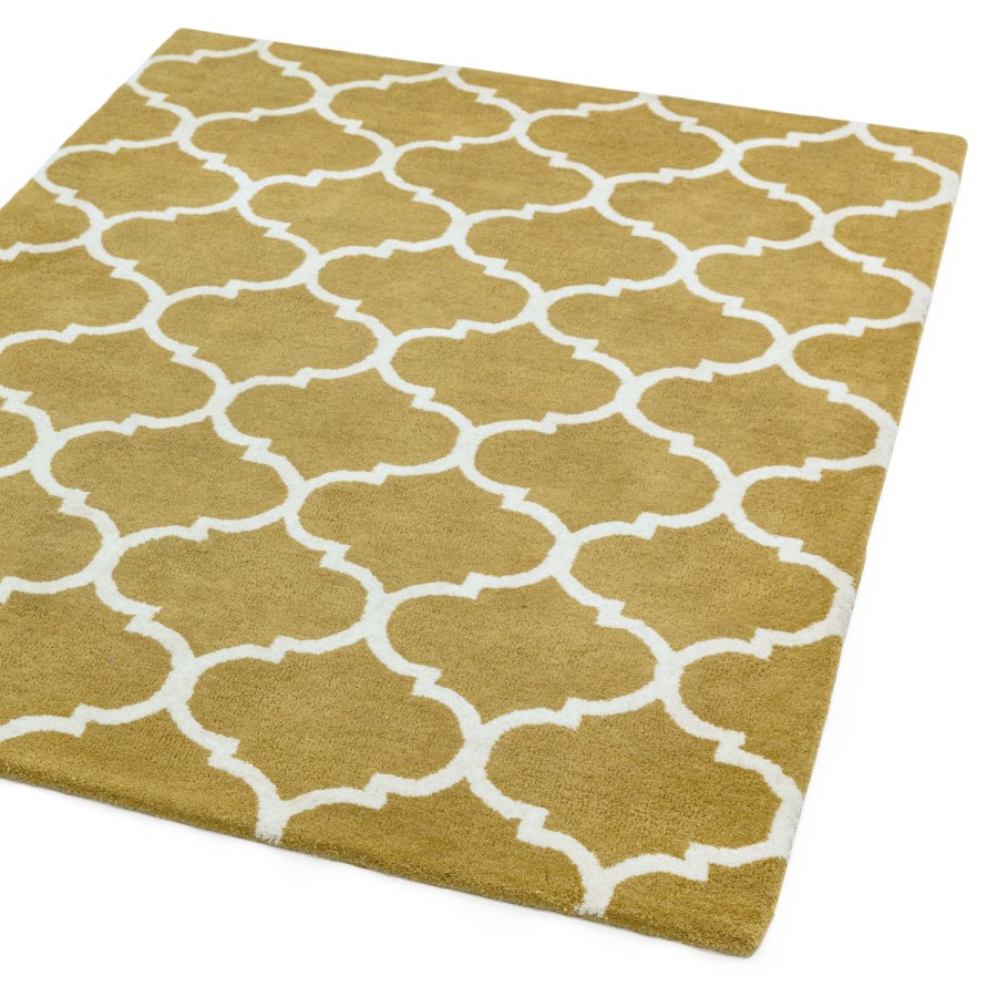 Yellow & White Rug with Pattern - 120x170cm