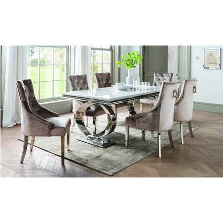 Vida Living Selene Dining Set with 6 Belvedere Champagne Knockerback Chairs
