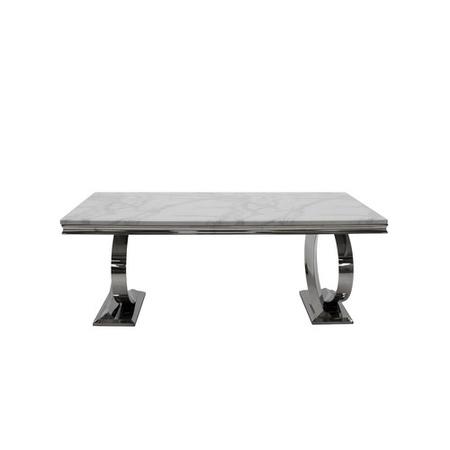 White Marble Dining Set with 6 Charcoal Grey Knockerback Dining Chairs - Selene