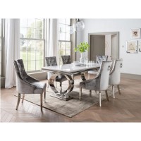 Vida Living Selene Dining Set with 6 Belvedere Pewter Knockerback Chairs