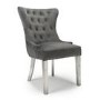 Pair of Dining Chairs in Grey Velvet with Metal Legs - Shankar