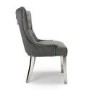Pair of Dining Chairs in Grey Velvet with Metal Legs - Shankar